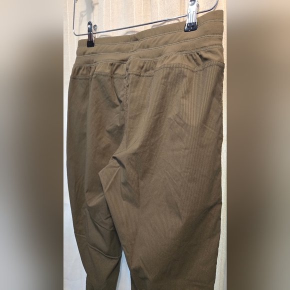 Zyia Active Sweat Pants Joggers Olive Trail Vertical Stripe Pull On Tie Waist - Picture 6 of 6